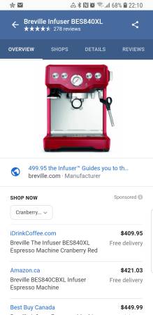 Breville espresso infuser