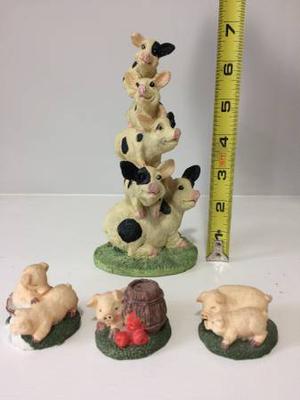 Holiday Gift Lot of 4 pig figurines