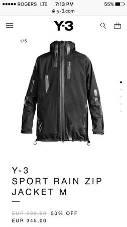 Y3 (adidas x yohji Yamamoto) rainproof jacket - med/small