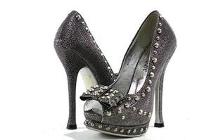 designer shoes - Lady Couture Maribou Silver sparkle shoes