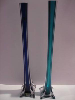 tall blue narrow vases