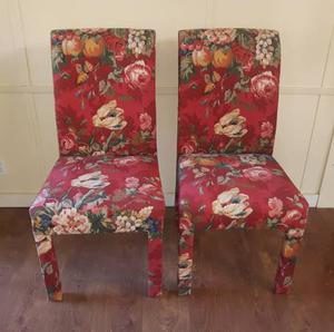 Pair of Distinctive Large Cloth Dining Chairs