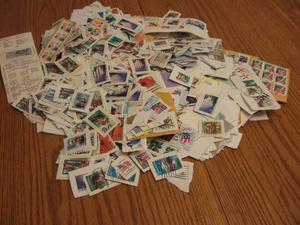 Pile of postage stamps