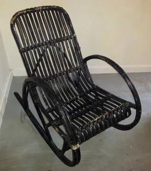 Rattan Black Rocking Chair
