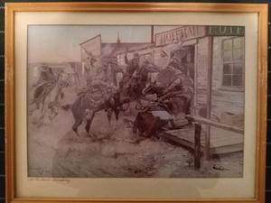 Vintage Framed Print of " In Without Knocking" by Charles M