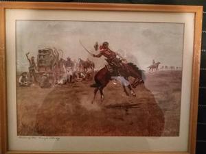 Vintage Framed Print of "Rider of the Rough String " by