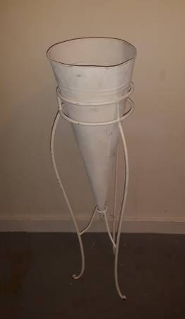 White Metal 3 Foot Vase in Stand
