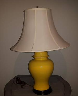 Yellow Ceramic Lamp with Cloth Shade
