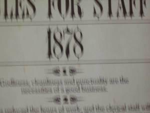 140 yr. old SIGN(Rules of Staff)posted by CNE in 
