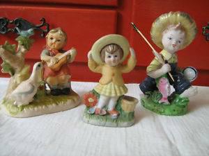 3 small Ceramic Vintage FIGURINES--$25.all