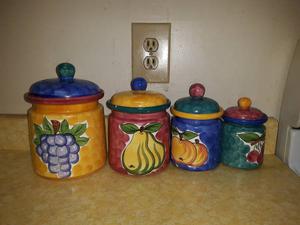 Colourful Ceramic Small Canister Set