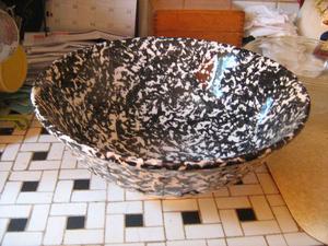 Lge. 12" Black & White Ceramic Bowl x5" Deep--Italian-$20.