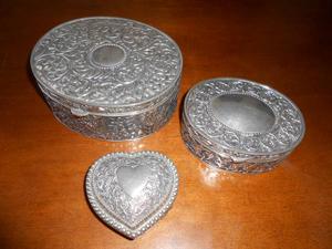 THREE ANTIQUE SILVER PLATED BOXES
