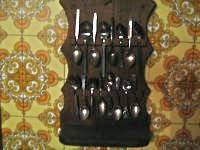 Wooden Spoon Rack+ 16 Spoons-Vintage--$29.
