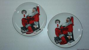 COLLECTOR NORMAN ROCKWELL HOLIDAY PLATES-SET OF 2