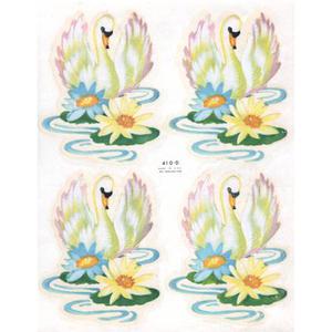 Vintage Swan with Lotus Blossoms Decals
