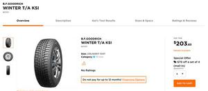 New Winter Tires B.F Goodrich T/A KSI