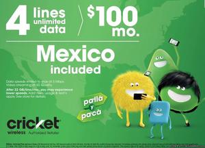 4 LINES FOR $100 A MONTH WITH CRICKET WIRELESS