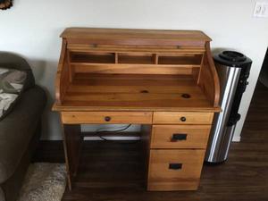 70's pine roll top desk