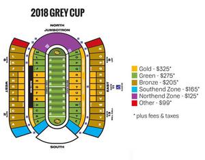 2 GREYCUP Tickets Section D row 57 below face value!