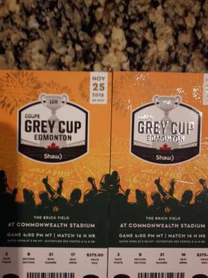 Two Grey Cup Tickets - Lower Bowl