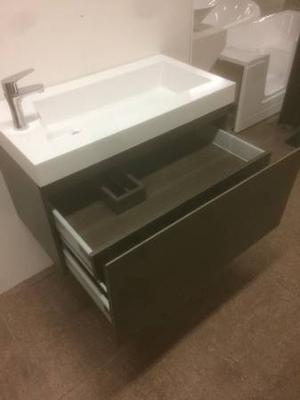 Wall mount vanity with drawers and tap