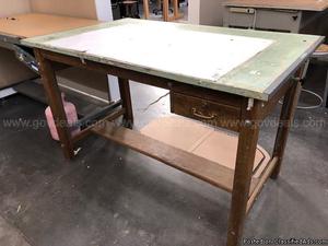 Lot of 2 Wooden Drafting Tables