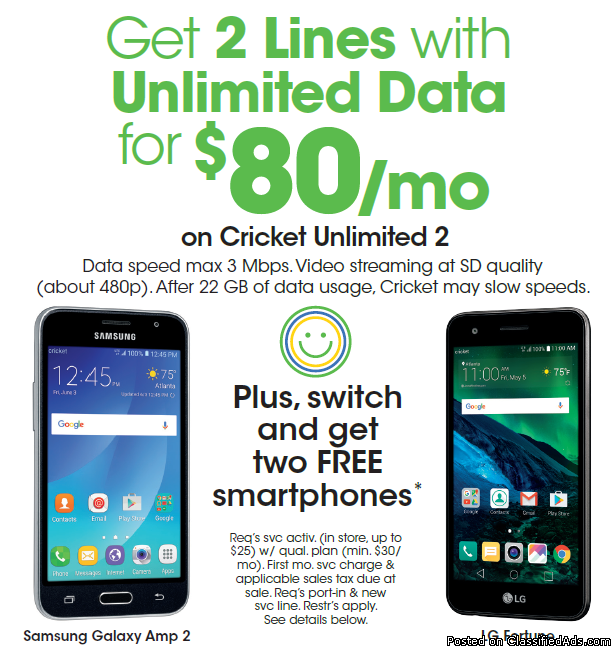2 UNLIMITED EVERYTHING LINES FOR ONLY $80 PER MONTH