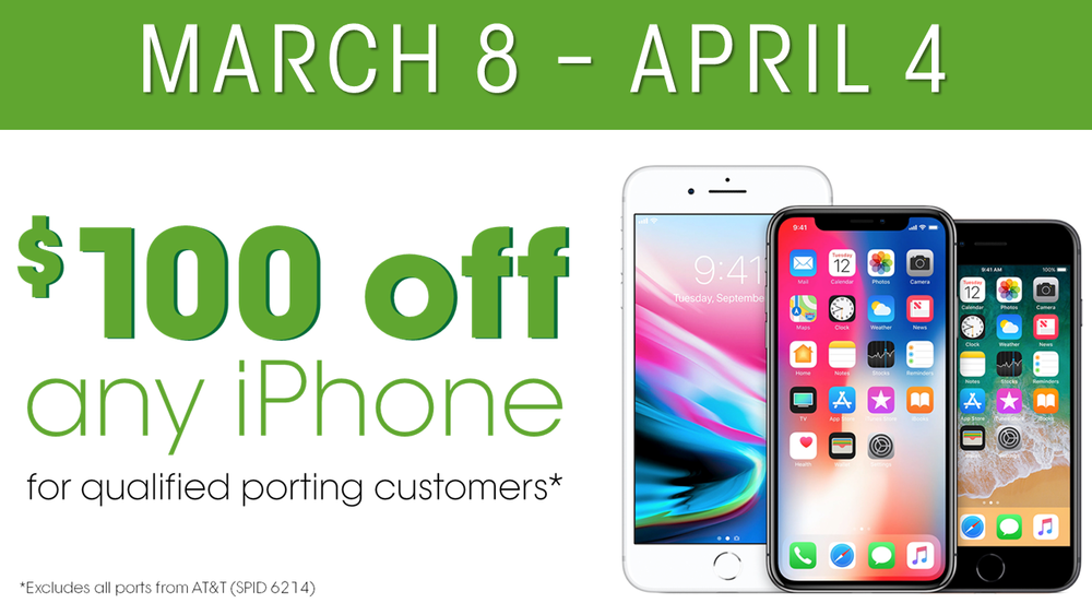 $100 OFF ANY IPHONE TODAY WHEN U SWITCH OVER TO CRICKET