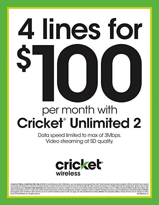 4 UNLIMITED EVERYTHING LINES FOR ONLY $100 TODAY @ CRICKET