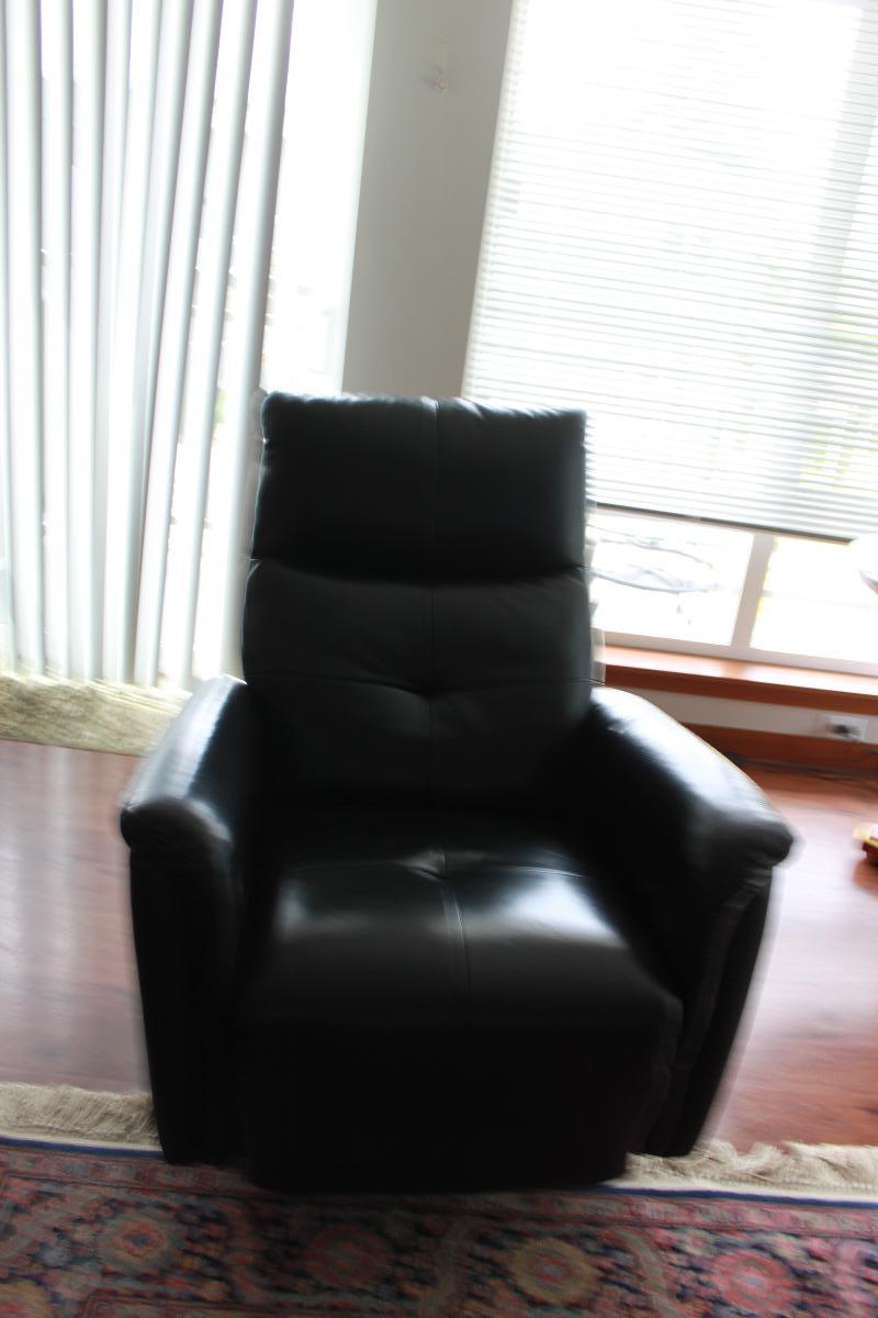 Top grain black leather Recliner