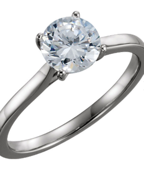 14K White 1 CTW Diamond Solitaire Engagement Ring