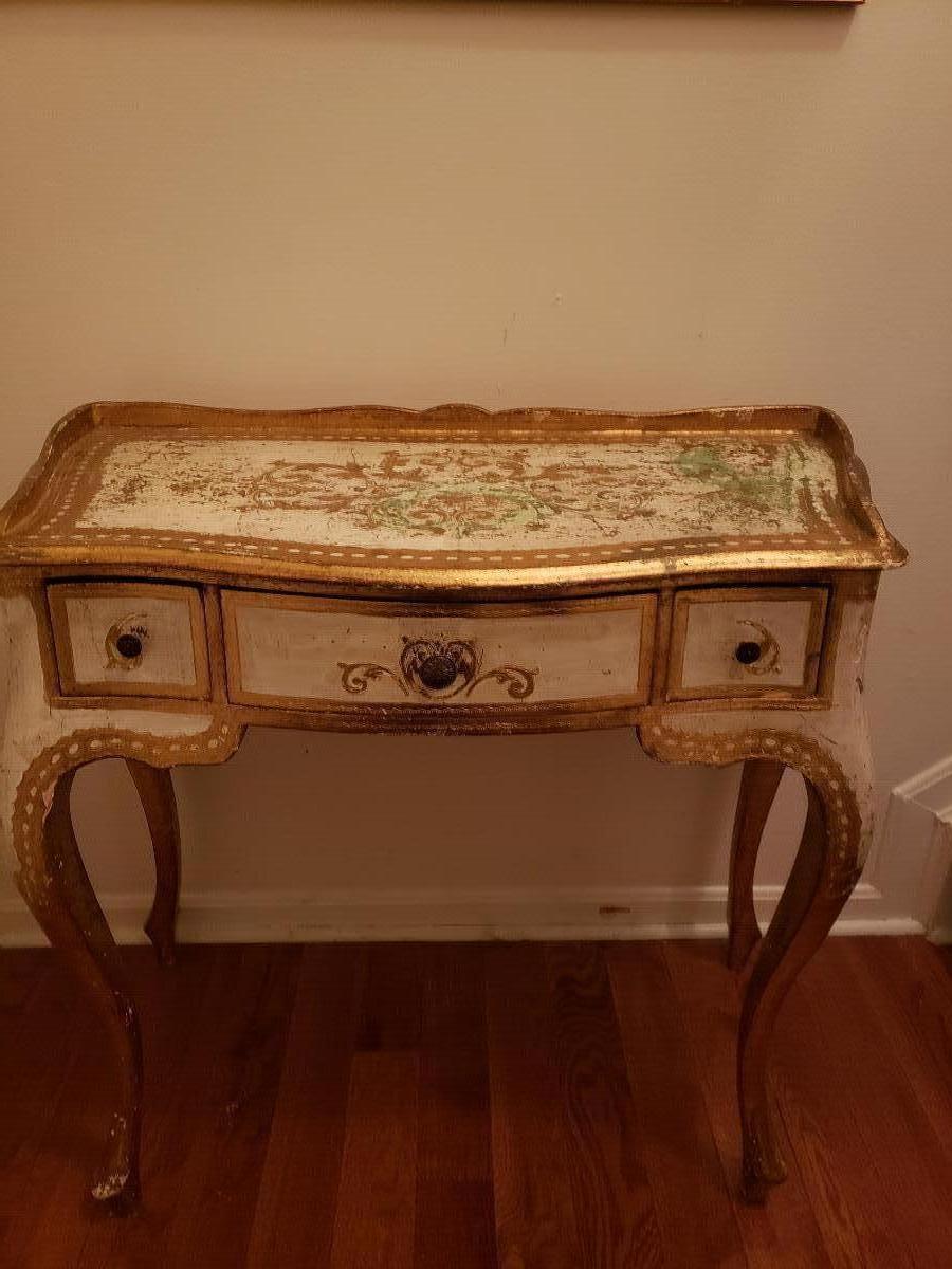 Vintage Florentine White & Gold Desk