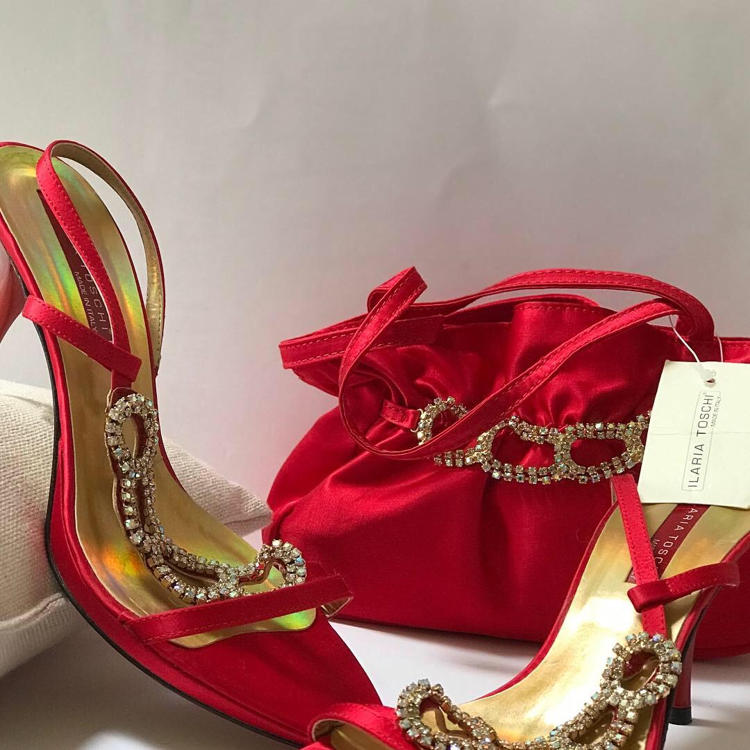 New Italian shoe and bag with Swarovski diamonds