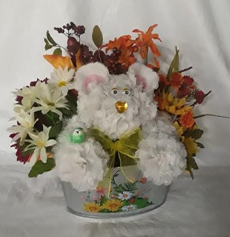 Handcrafted Scented Fall Scented White Carnation Bear