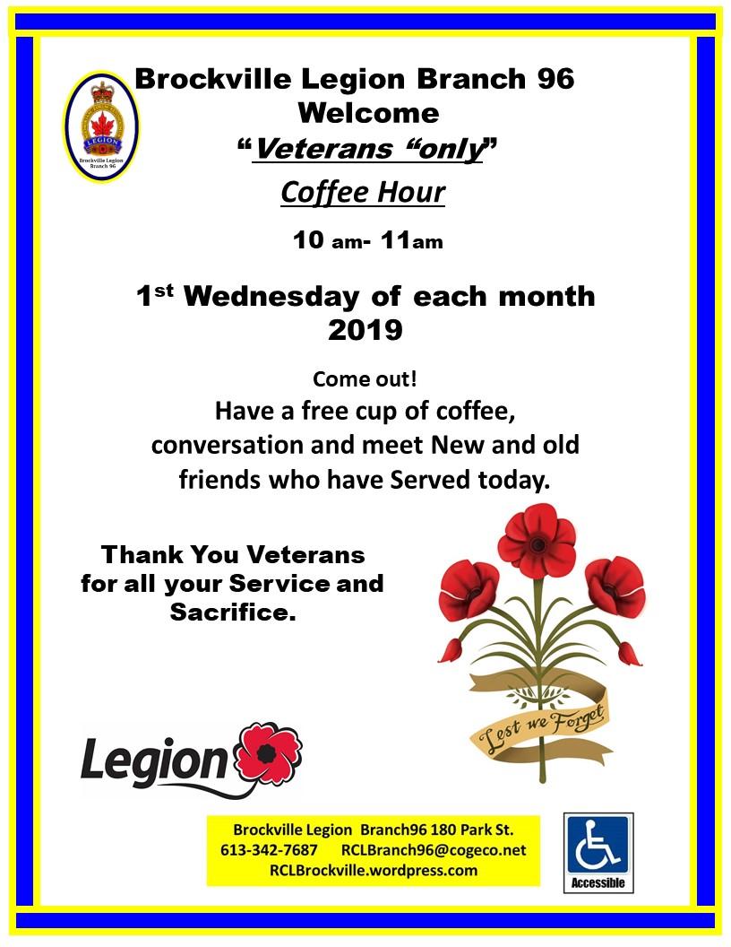 Veterans free coffee hour Wednesday, December 4th, 