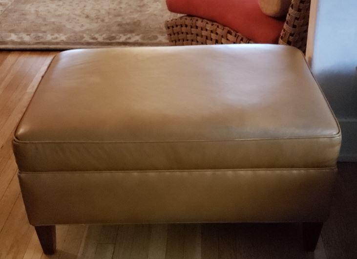 BROWN LEATHER OTTOMAN