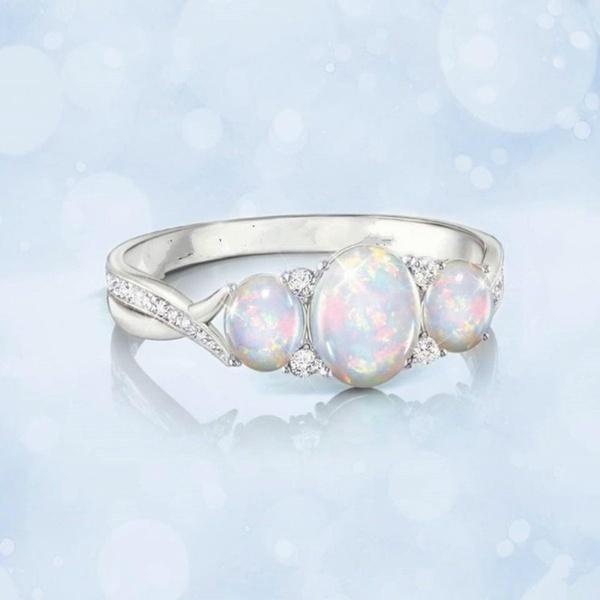Exquisite 925 Sterling Silver opal zircon Ring for Woman