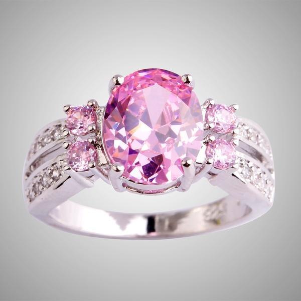 Exquisite 925 Sterling Silver Oval Cut Pink Topaz Gemstone