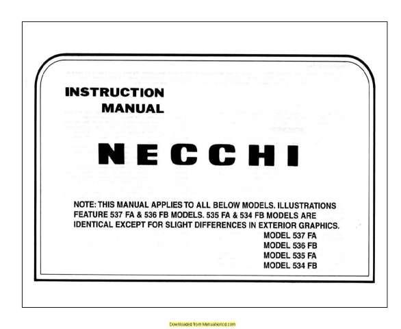 Necchi 534FB-535FA-536FB-537FA Sewing Machine Manual
