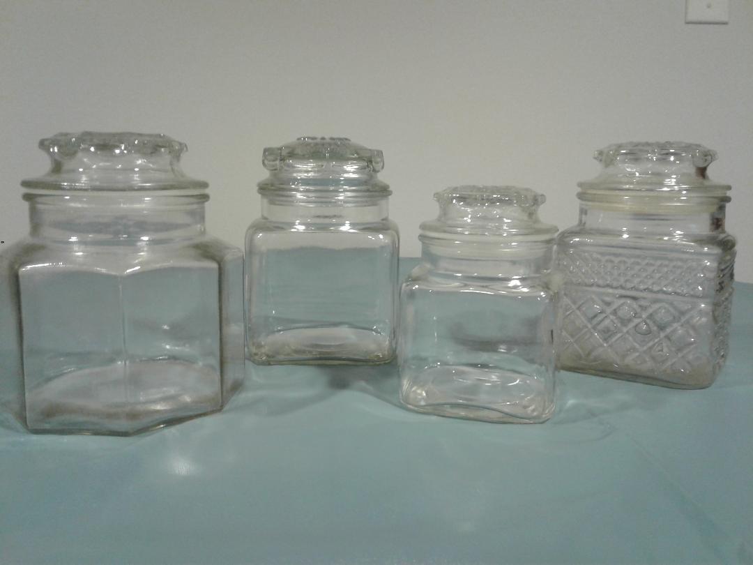 APOTHECARY STORAGE JAR CANISTERS W/ LIDS-4