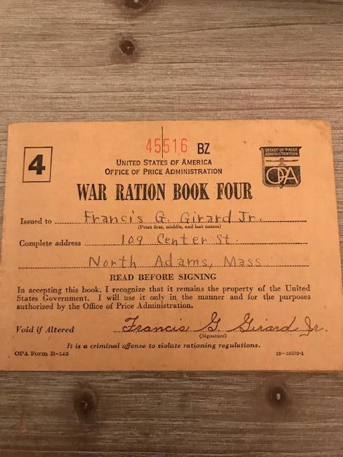 War Ration Books Four from N Adams. Are they yours?