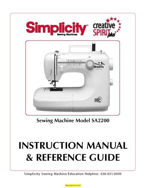 Simplicity SA Sewing Machine Instruction Manual
