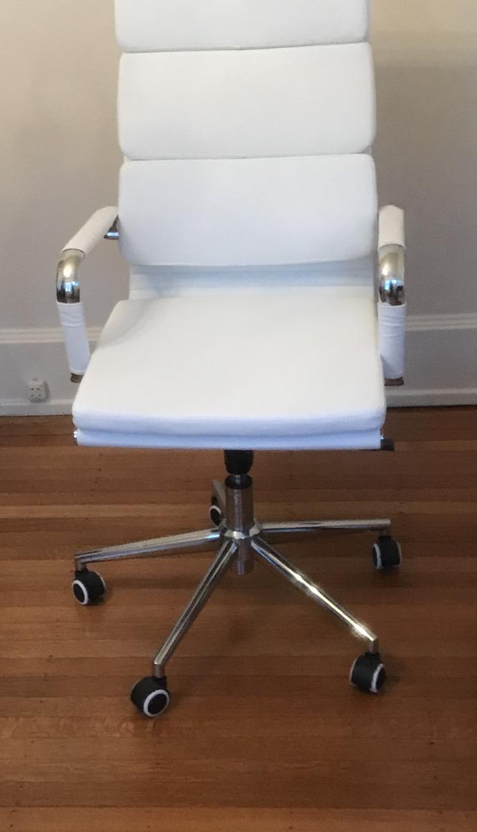 New White Leather Desk Chair