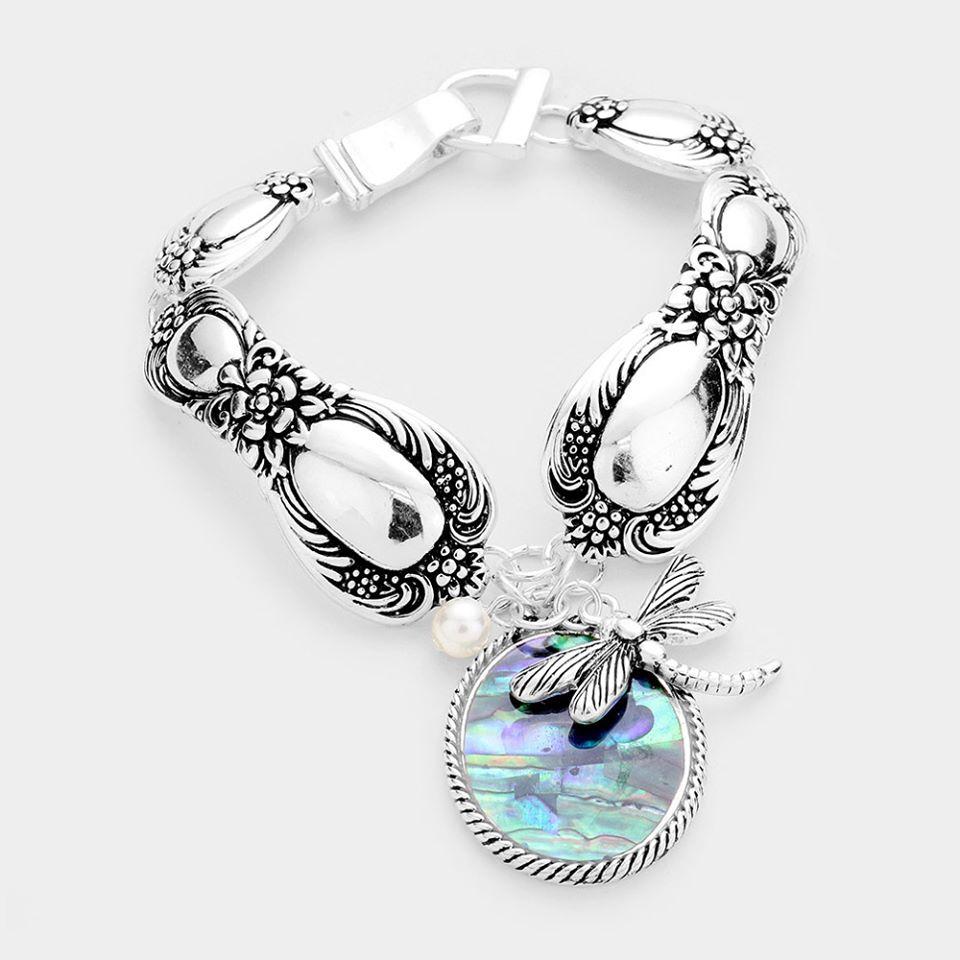 Abalone dragonfly bracelet
