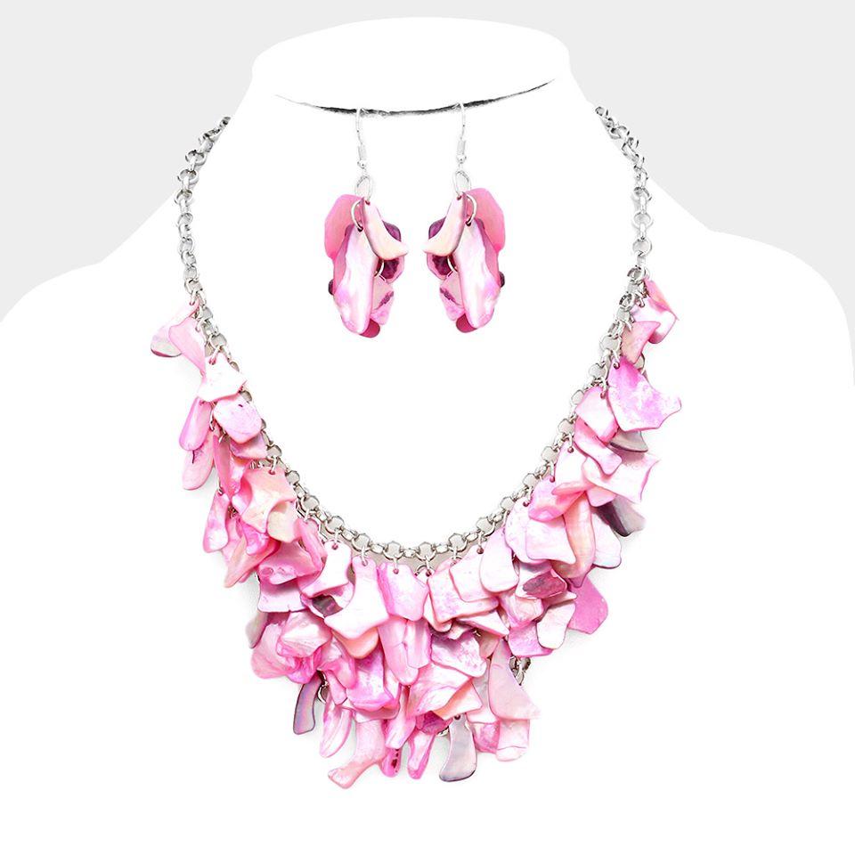 Mother of Pearl Pink necklace set
