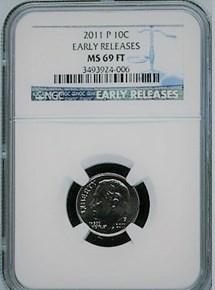 -P ROOSEVELT DIME NGC MS69 FT