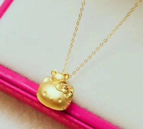 Gold Hello Kitty with 24k Gold Pendant Necklace