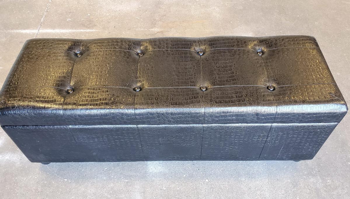 Black Leatherette Finish Upholstered Storage Bench *