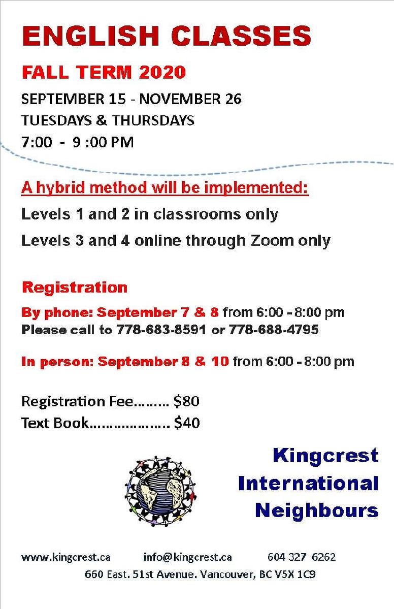 English Classes taught by Kingcrest International Neighbours